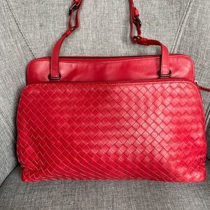 Bottega Veneta Red Woven Shoulder Bag